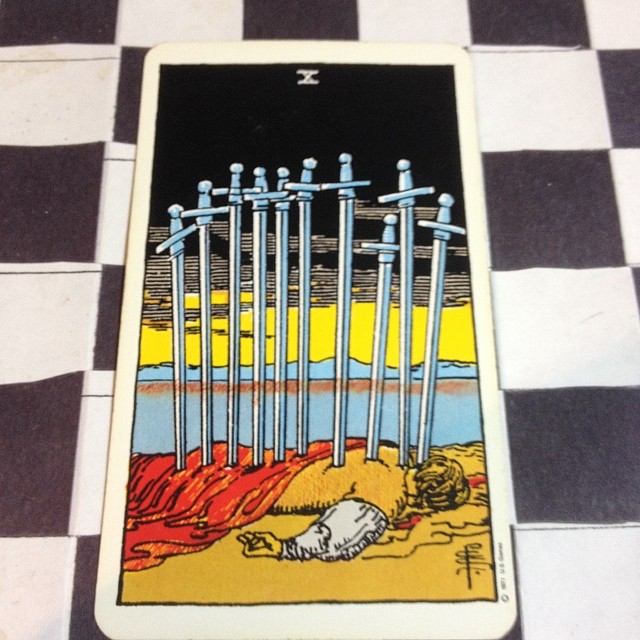 Today's card is the 10 of Swords it is darkest before the dawn.